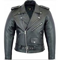 Mens Leather Marlon Brando Motorcycle Jacket - Touring Motorbike Jacket With CE - Zest-MHJ-009