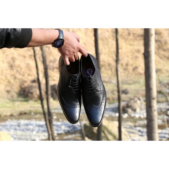 Black Italian Designer Brogues ZEST-MHS-034