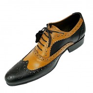 Tan and Black Lace Up Italian Real Leather Brogues ZEST-MHS-001 Tan and Black Lace Up Italian Real Leather Brogues ZEST-MHS-001