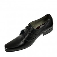 Black/Brown Single Buckle Real Leather Italian-Designer Shoes ZEST-MHS-007