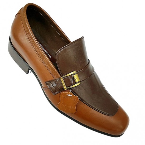 Dark Tan and Brown Slip On Italian Design Smart Dress Shoes ZEST-MHS-016 Dark Tan and Brown Slip On Italian Design Smart Dress Shoes ZEST-MHS-016