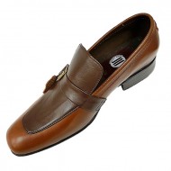 Dark Tan and Brown Slip On Italian Design Smart Dress Shoes ZEST-MHS-016 Dark Tan and Brown Slip On Italian Design Smart Dress Shoes ZEST-MHS-016