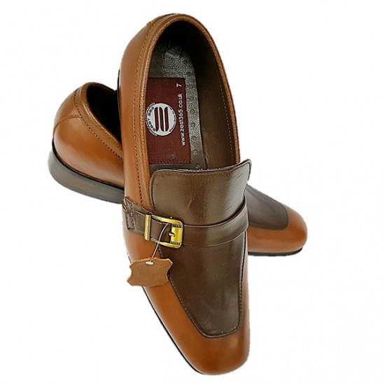 Dark Tan and Brown Slip On Italian Design Smart Dress Shoes ZEST-MHS-016 Dark Tan and Brown Slip On Italian Design Smart Dress Shoes ZEST-MHS-016